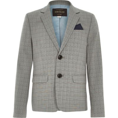 Boys grey check suit jacket